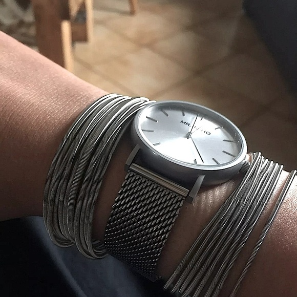 NEW 2 mm Platinum Plated Stainless Steel‎ 316L Stackable Guitar String Bracelets - Picture 3 of 15